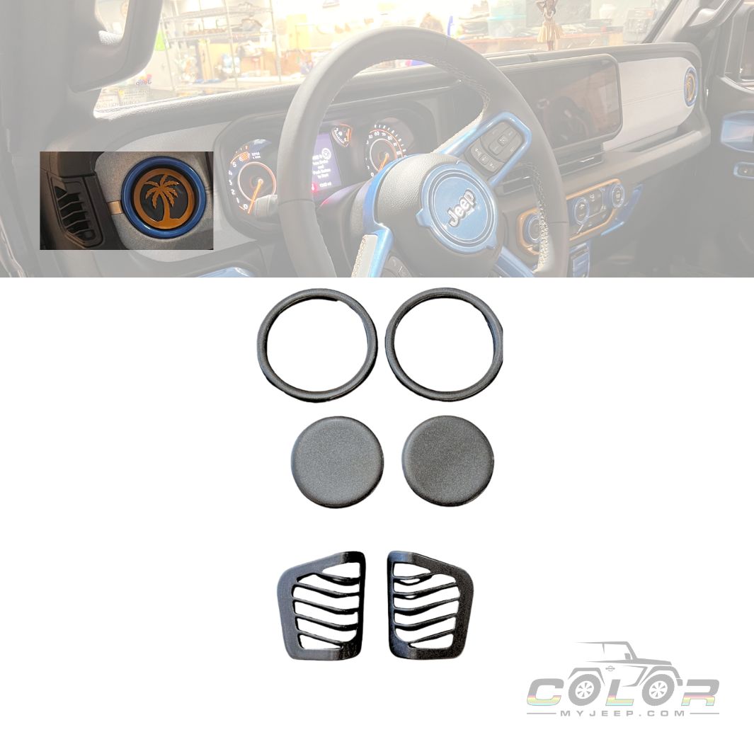 Air Vent Accent Cover Trim 6 Piece Set No Emblem Design 2024 Jeep Wrangler & Gladiator