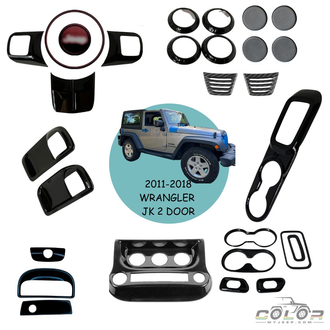 Premium INTERIOR Accent Trim Cover Package Jeep Wrangler JK 2011-2018 2 Dr