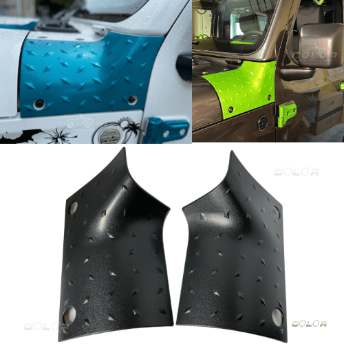 JL, JLU, Sahara, Rubicon, JT Gladiator Body Armor Outer Cowl Exterior Accent Trim 2 PCS Set Diamond Plate Pattern