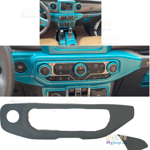 JL, JLU, Sahara, Rubicon, Jeep Wrangler, JT Gladiator Interior Starter Button and Control Knob Dash Cover Accent Trim 2 Piece Set for Driver and Co-Pilot