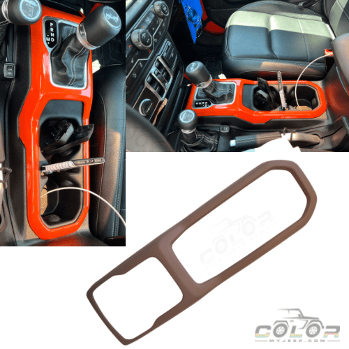 JL, JLU, Sahara, Rubicon, Jeep Wrangler, JT Gladiator Cupholder and Automatic Shifter One Piece Overlay Accent Trim