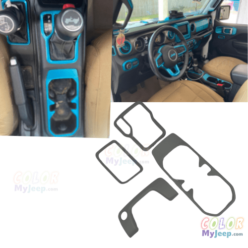 JL, JLU, Sahara, Rubicon, Jeep Wrangler, JT Gladiator Front Seat Center Console Bezel Accent Cover Trim 4PCS  Set