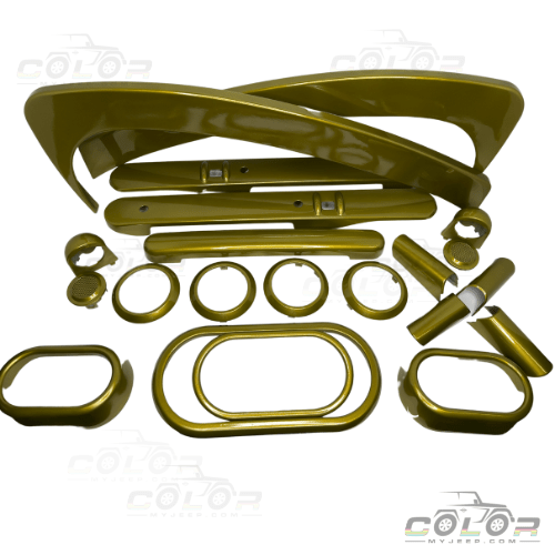 Dashboard Steering Wheel Center Console and Door Interior Bezel Accent Trim MEGA Set JK, JKU, 2007-2010 Wrangler, 2 Door