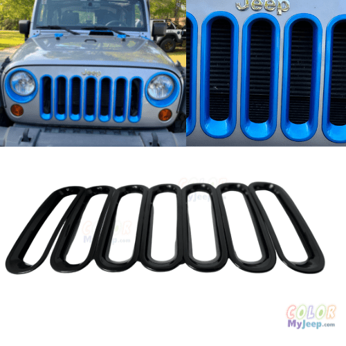 Grille Trim Accent Surround Covers WITHOUT CENTER GRILLE Exterior Jeep Trim JK, JKU Wrangler 2007-2018