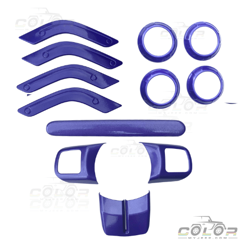JK Dash, Door and Steering Wheel Interior Bezel Accent Trim 12 Piece Set