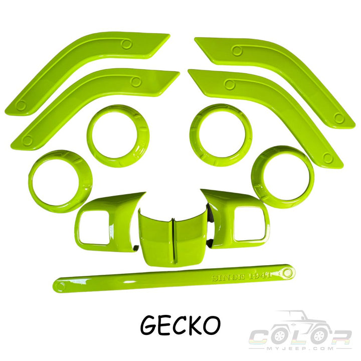 JK Dash, Door and Steering Wheel Interior Bezel Accent Trim 12 Piece Set