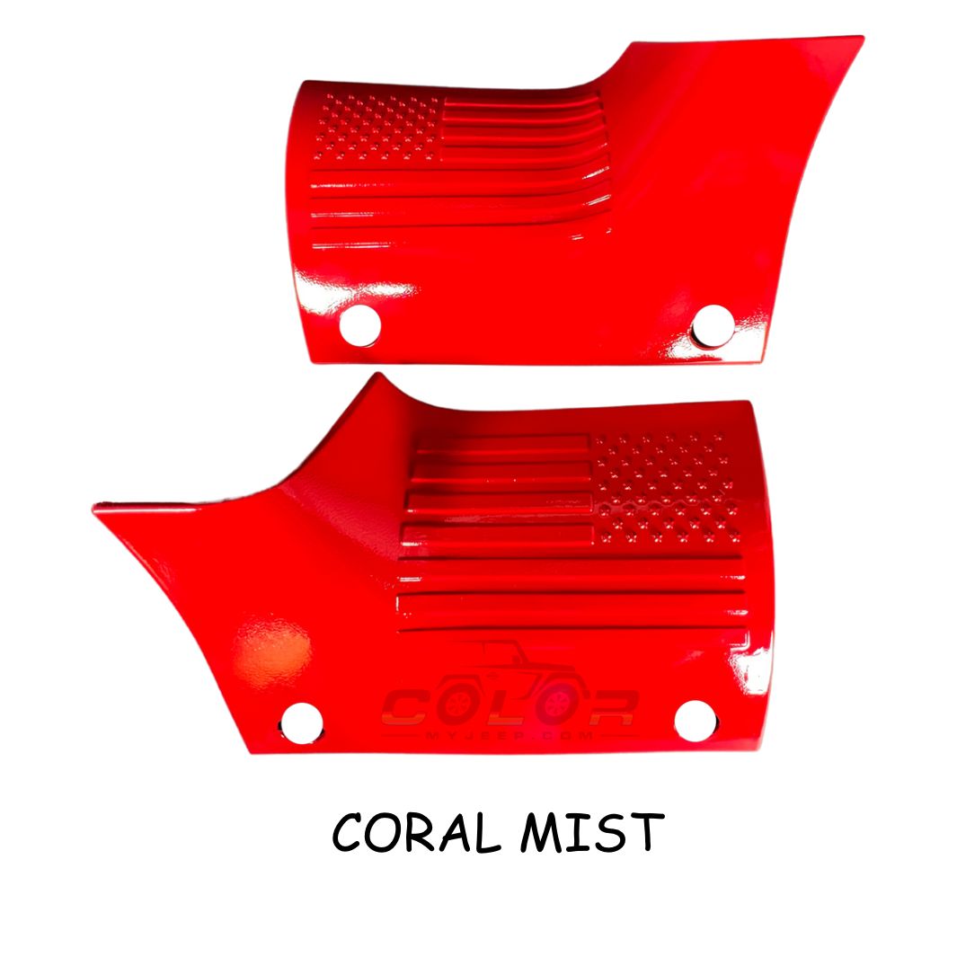 JL, JLU, Sahara, Rubicon, JT Gladiator Body Armor Outer Cowl Exterior Accent Trim 2 PCS Set American Flag Pattern