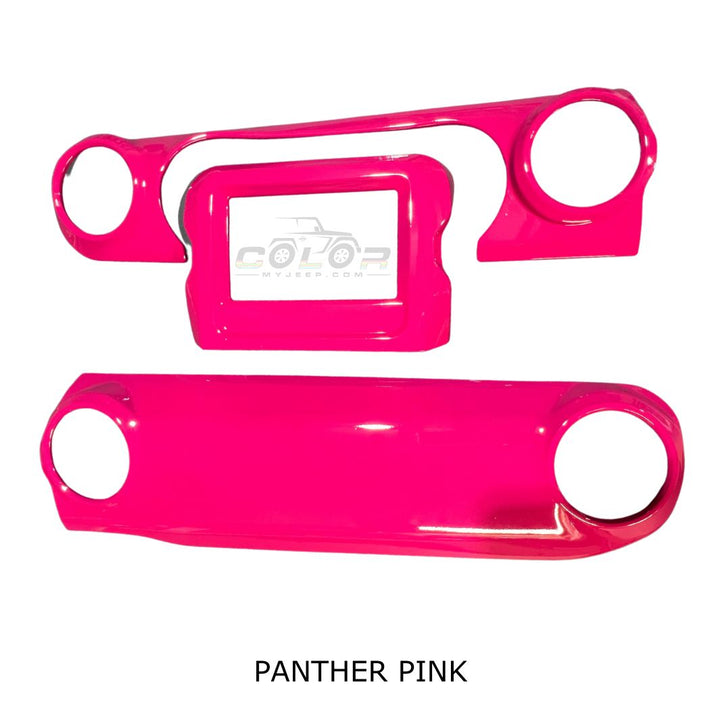 JL, JLU, Sahara, Rubicon, Jeep Wrangler, JT Gladiator Jeep Interior Dash Cover Accent Trim With LCD Surround Trim 3 Piece Set