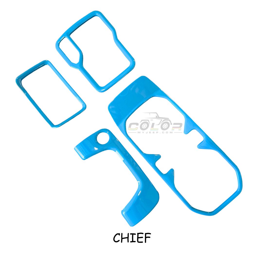 JL, JLU, Sahara, Rubicon, Jeep Wrangler, JT Gladiator Front Seat Center Console Bezel Accent Cover Trim 4PCS  Set