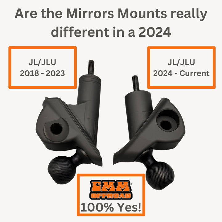 **2024** Gladiator / JT A-Pillar Side Jeep Mirrors with Base Mount Driver AND Passenger