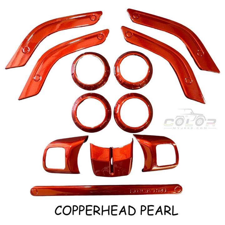 JK Dash, Door and Steering Wheel Interior Bezel Accent Trim 12 Piece Set