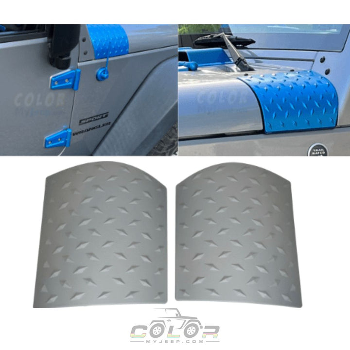 Body Hood Armor Outer Cowl Accent Covers Exterior Jeep Trim Diamond Plate JK, JKU Wrangler 2007-2018