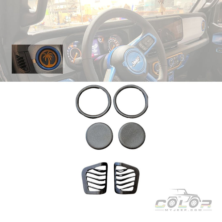 Air Vent Accent Cover Trim 6 Piece Set Custom Emblem Design 2024 Jeep Wrangler & Gladiator