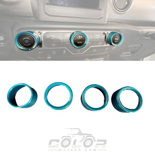 Knob Trim Air Conditioner Media Headlight Control Knob Kit 4PCS Set JL, JLU, Sahara, Rubicon, Jeep Wrangler, JT Gladiator