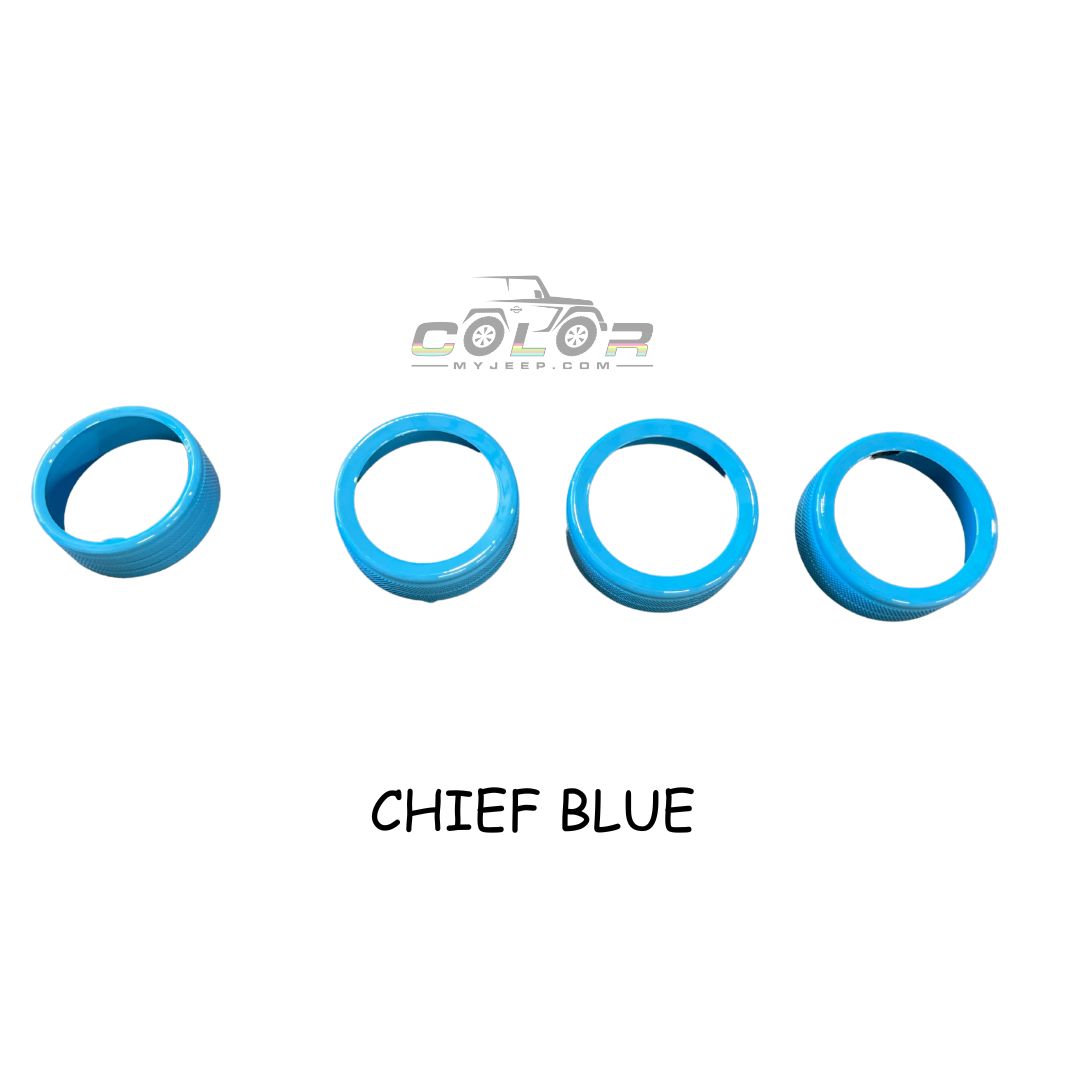 Knob Trim Air Conditioner Media Headlight Control Knob Kit 4PCS Set JL, JLU, Sahara, Rubicon, Jeep Wrangler, JT Gladiator