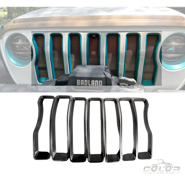 Front Grille 7 Slot Bezel Surround Accent Cover Trim Set JL, JLU, Jeep Wrangler, JT, Gladiator 2018-2023 See Full Description to Confirm Fit! OPEN BOX/FINAL SALE