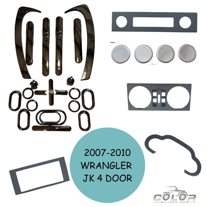 Premium INTERIOR Accent Trim Cover Package Jeep Wrangler JK 2007-2010 4 Dr-Color My Ride, LLC 
