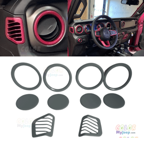 CMJ Interior Trim JL, JLU, Sahara, Rubicon, Jeep Wrangler, JT Gladiator Jeep Interior Air Vent Accent Cover Trim 10 Piece Set