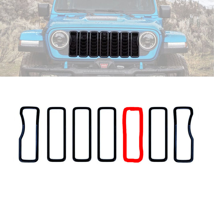 Front Grille CUSTOMIZER Single Individual Slot Bezel Surround Accent Cover Trim JL, JLU, Jeep Wrangler, JT, Gladiator 2024+ CUSTOM COLOR
