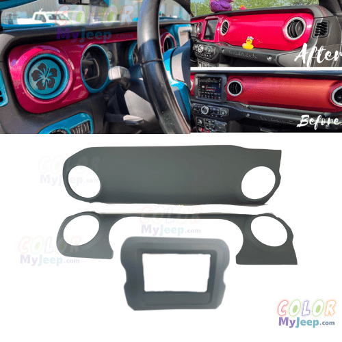 CMJ Interior Trim JL, JLU, Sahara, Rubicon, Jeep Wrangler, JT Gladiator Jeep Interior Dash Cover Accent Trim With LCD Surround Trim 3 Piece Set
